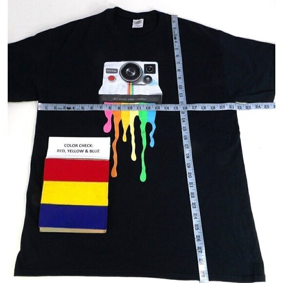 GILDAN Polaroid Land Camera black 100% cotton T shirt men's size L - Picture 2 of 4